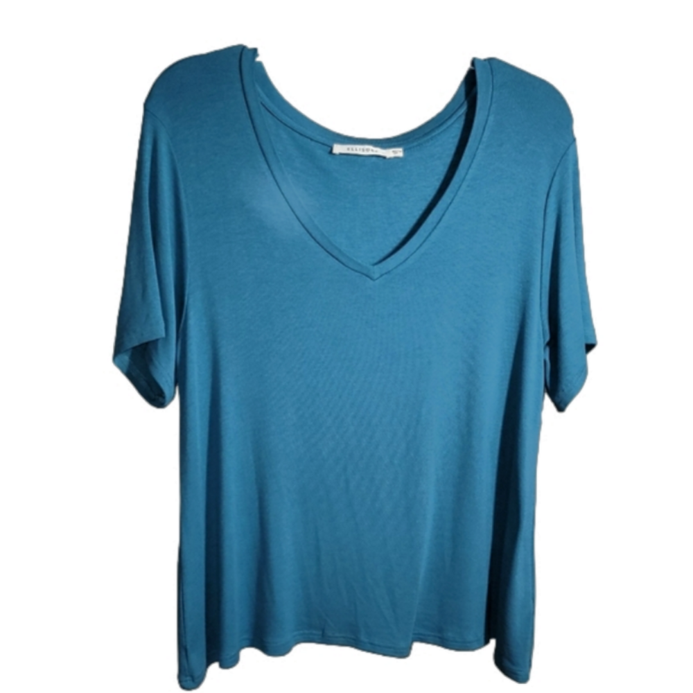 Ellison oversized medium short sleeve tee blue v neck relaxed luxuriously soft